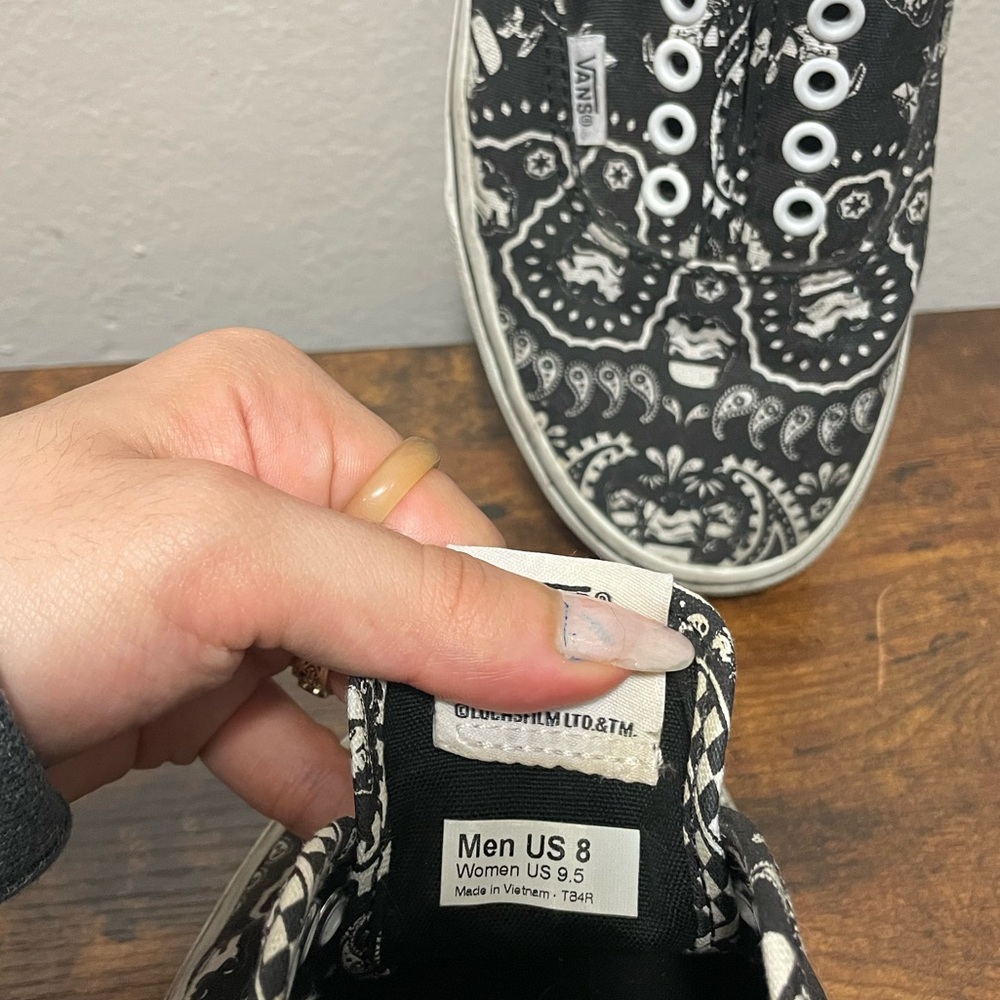 Star Wars Stormtrooper Black & White Paisley Pattern Unisex Vans Sneakers - Picture 11 of 14